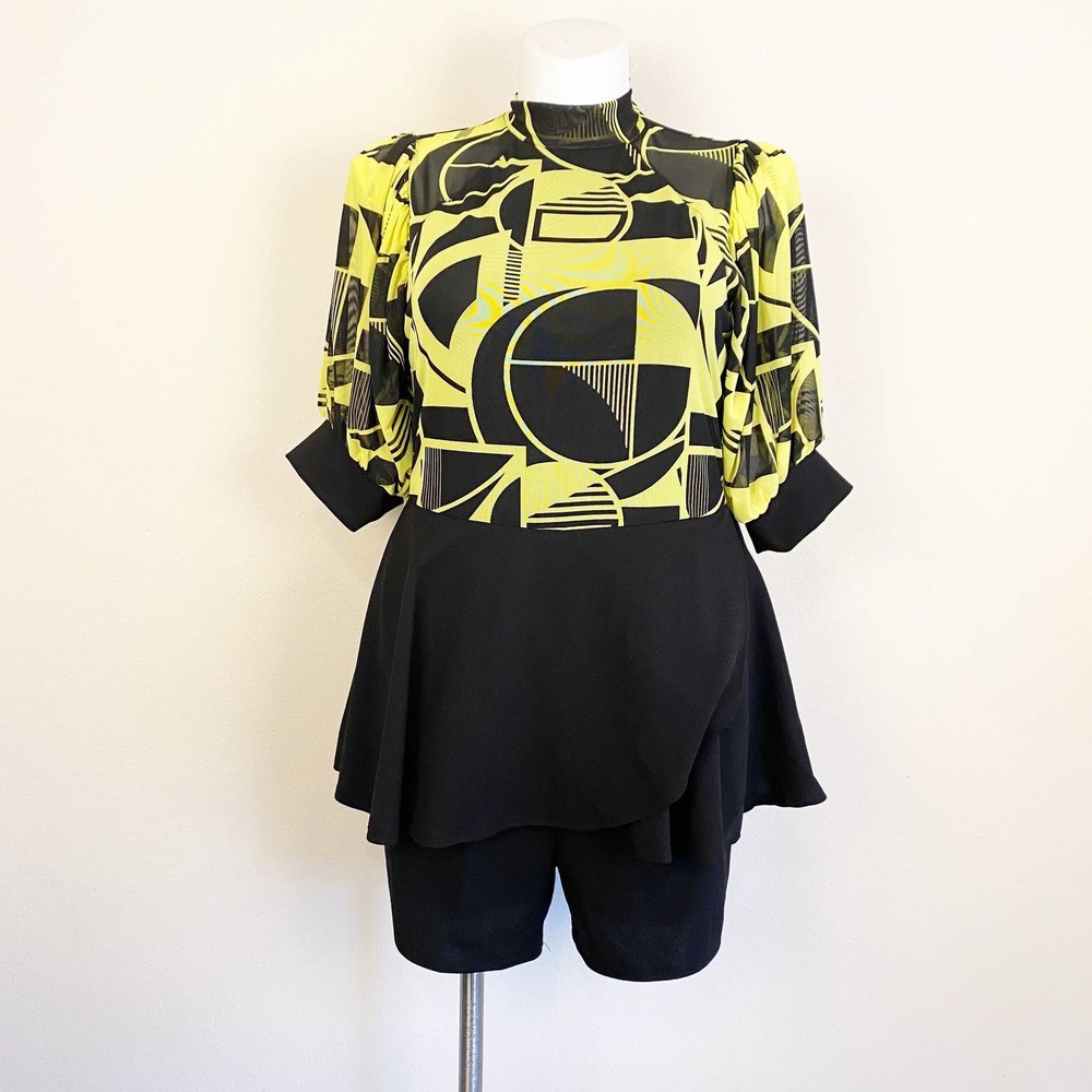 Lillian Geometric Print Romper 1X